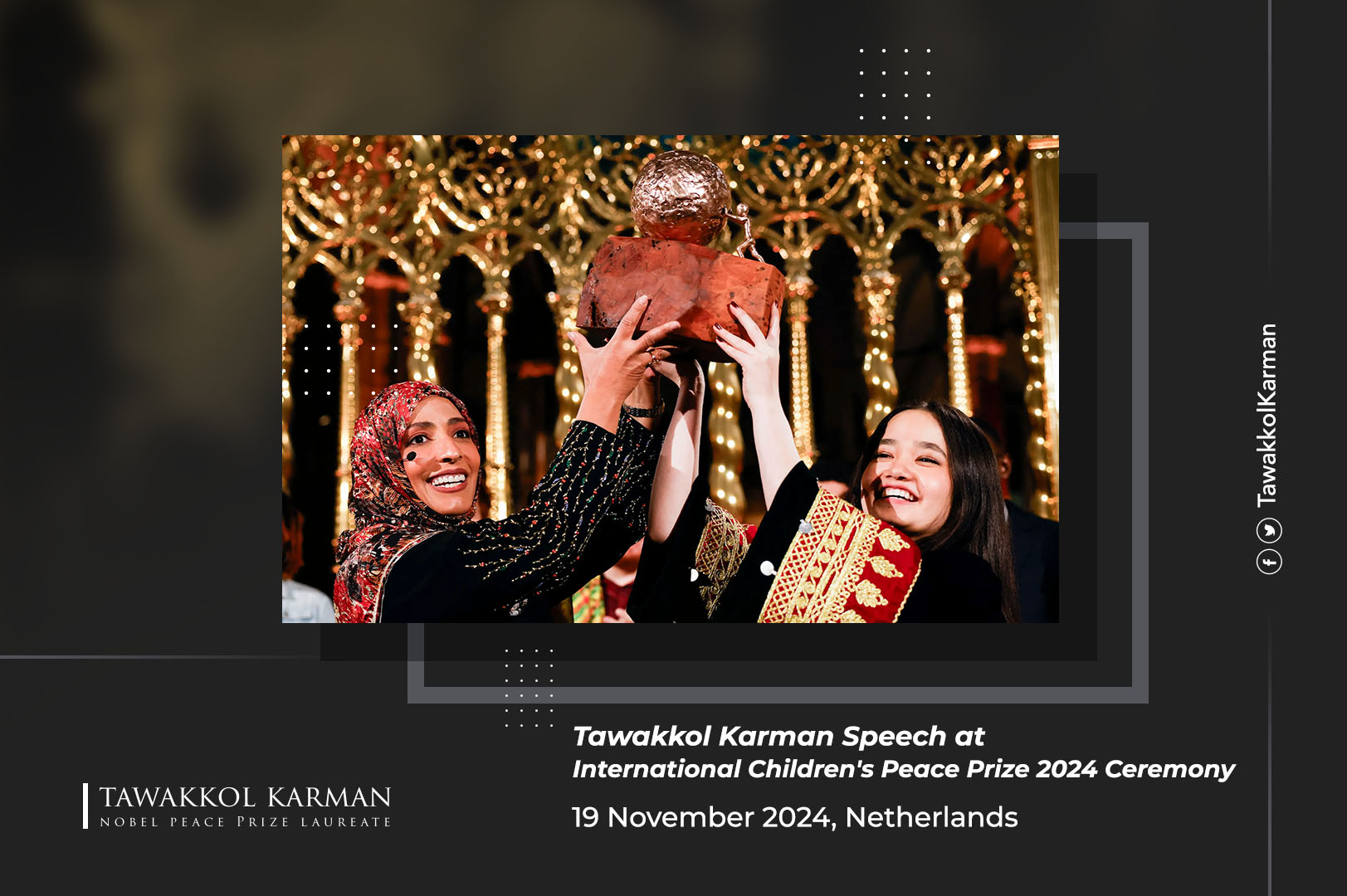 Tawakkol Karman Speech at International Children's Peace Prize 2024 Ceremony